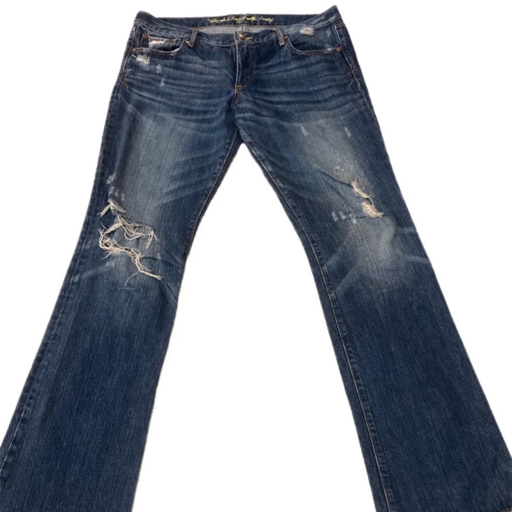 Ruehl No 925 Womens The Jane Boot Jeans Size 30x33 Stretch Distressed Low Rise